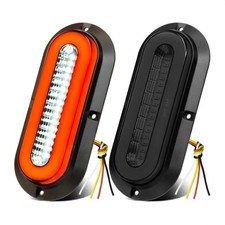 2Pcs Smoked lens 6" Inch Oval 52 LEDs Halo Combination White/Red Trailer ligh...