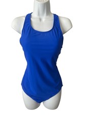 NEW Women's One Piece Swimsuit Blue Crossback Racerback Size Small Swimwear