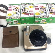 Fujifilm Gold Instax Mini 70 Instant Camera, Pouch & 5 Box Film, pre-owned JAPAN