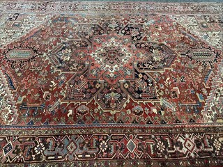 Auth: 1930's Antique Heriz Charming Mellow Wool Beauty Red 9x13 No Res