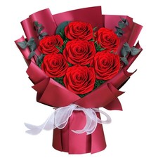 7 PCS Preserved Red Rose Bouquet Real Forever Flowers Lasts 3 Years Gifts