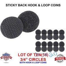 Coins  Circles  Dots  Sticky Back  Hook  Loop  3/4   Black  Lot of 20
