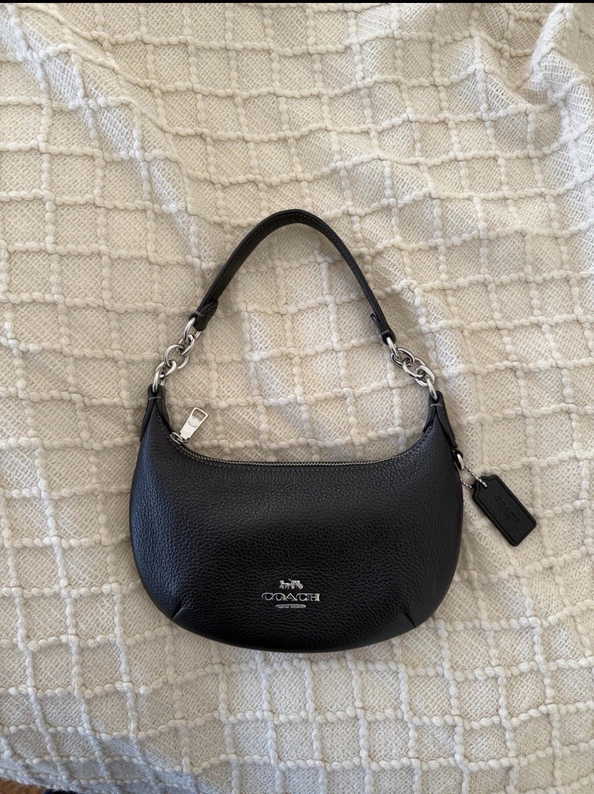 Coach Black Pebbled Leather Mini Payton Shoulder Bag
