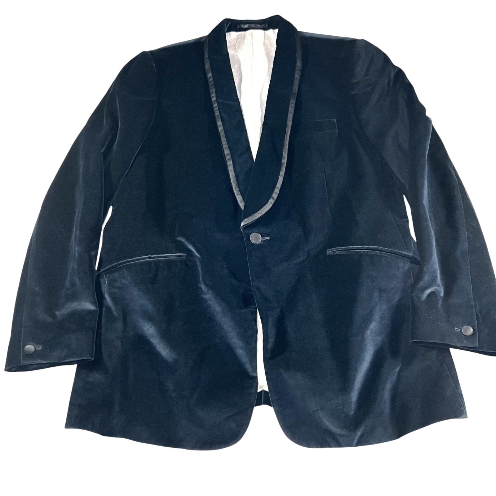 Duchamp London Mens Blue Cotton One Button Blazer Jacket Size 44R Tailored Fit