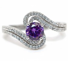 2CT Natural Amethyst  Topaz 925 Solid Sterling Silver Ring Jewelry Sz 7 MK6-5