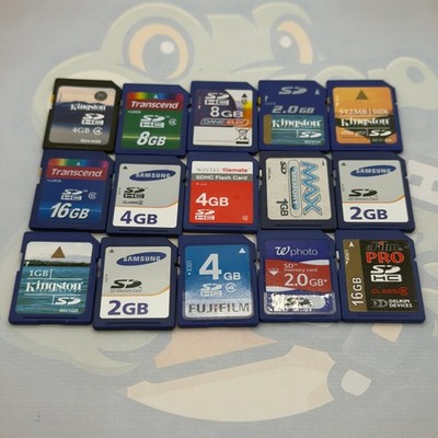 Lot of 15 Miscellaneous SD Cards Brands Include Sandisk Lexar - Untested - GC584