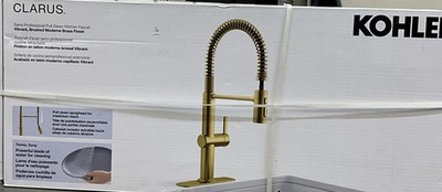 KOHLER Clarus Semi-Pro Pull Down Sprayer Kitchen Faucet in Brushed Modern Brass