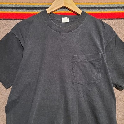 Vtg 90s Pocket Tee Blank Basic Shirt Mens X-Large Sun Faded USA Made