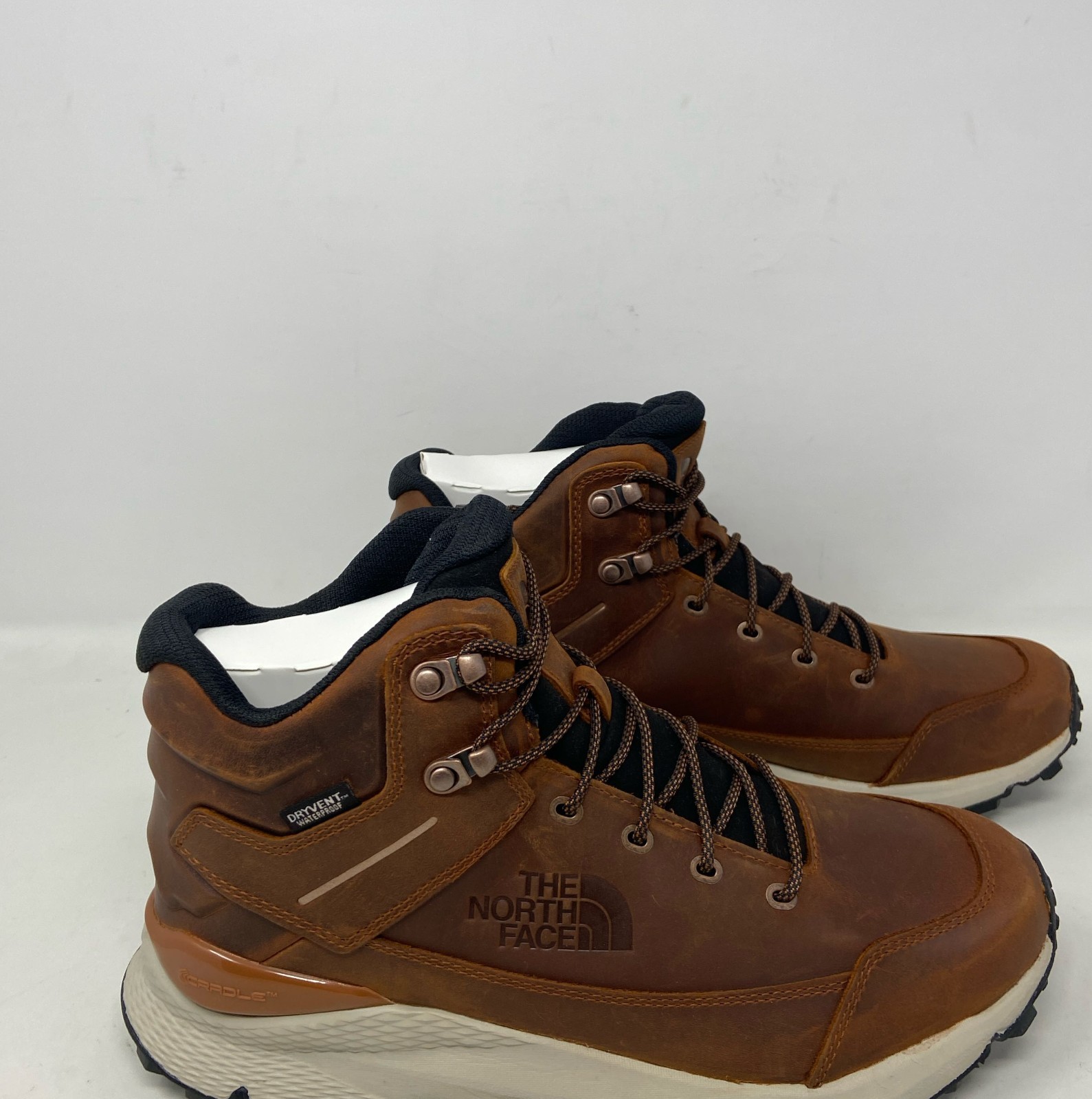 The North Face Vals Mid Leather Waterproof Hiking Boots Brown/Black Men’s 9.5