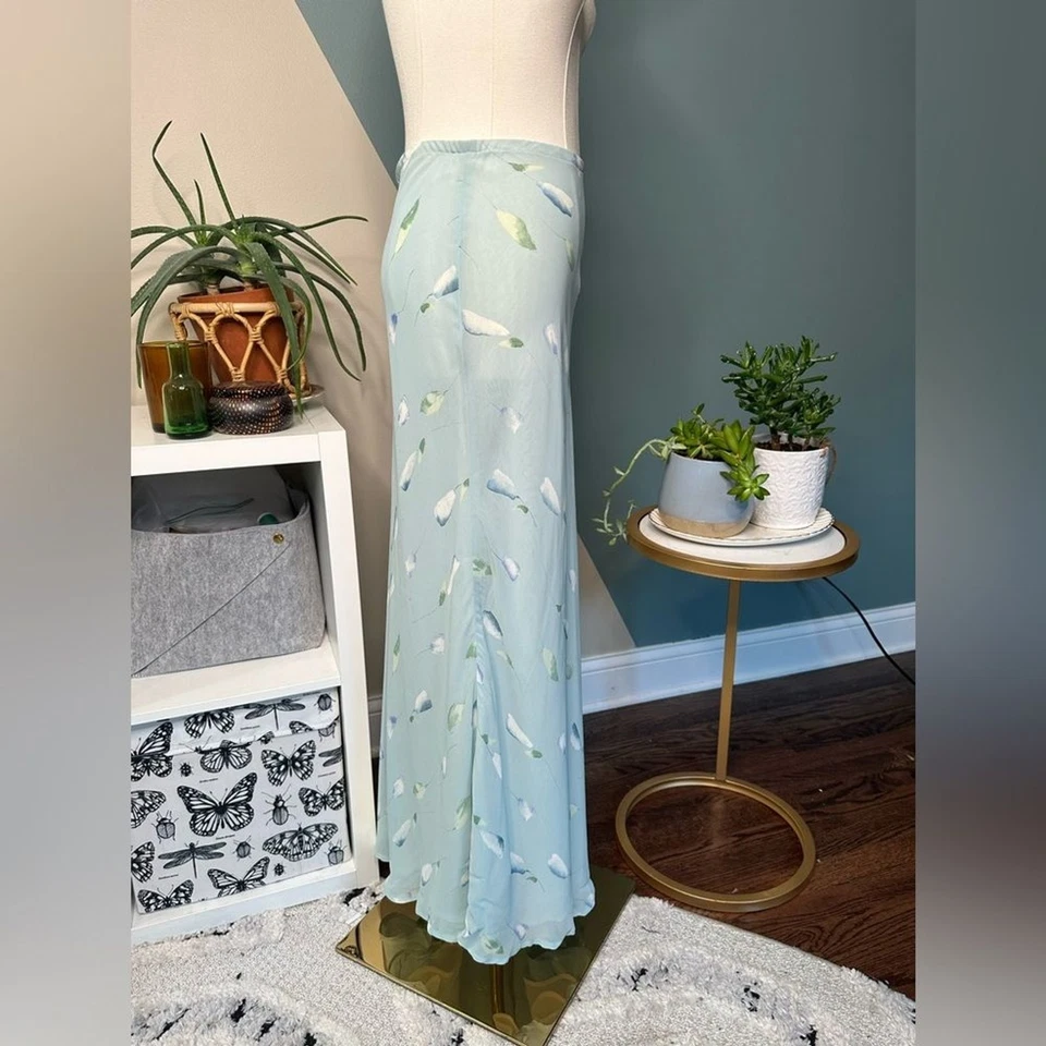 Henri Bendel винтажный цветочный уклон вырез скольжения юбка - размер 4 - сделано в США Midi - Изображение 4 из 4