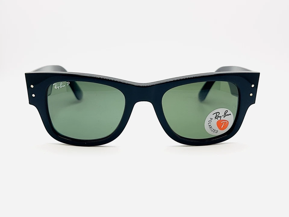 Ray-Ban Mega Wayfarer RB0840S Polarized Sunglasses - Black Frame / Green Lens - Image 4 of 4