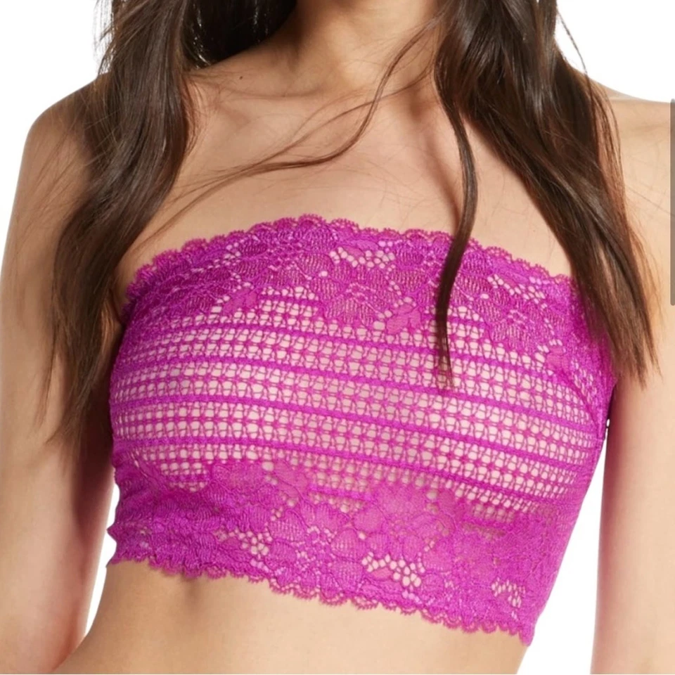 Sutiã Free People Intimately Camila de renda magenta, sem alças G - Imagem 2 de 4