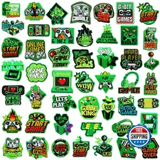 Hotop 48 Pcs Green Pixelated Video Game Embroidery Patches Sew Iron-On Emblems