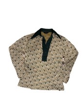 Men  s Vintage 1970  s Patterned Polyester Shirt Size Medium Long Sleeve Retro