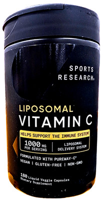 Sports Research Vitamin C Liposomal 1000 mg 180 Veggie Capsules  EXP 09/2028