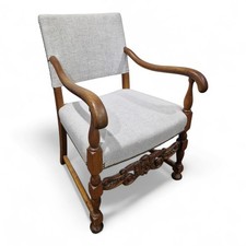 Poltrona francese intagliata - antica sedia continentale imbottita in legno accento