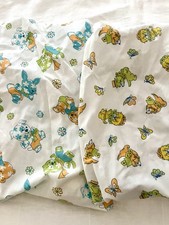 Vintage baby crib sheet lot Of 2 animals Bears Dogs Anthropomorphic MCM 80s 90s