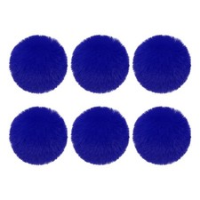 6Pcs Fluffy Soft Faux Fur Pom Poms for Hats with Elastic Loop, Blue