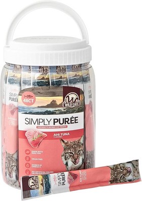 Wild Eats Simply Puree Ahi Tuna Tub for Cats | 48 Individual Servings of High-Pr