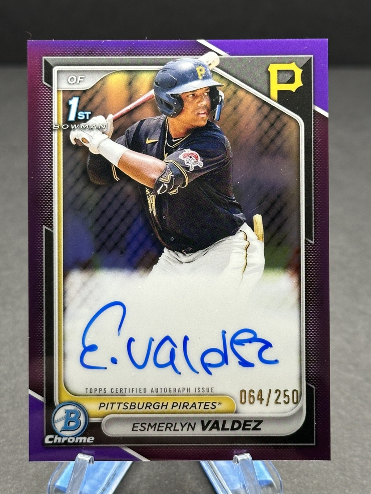 ESMERLYN VALDEZ - 2024 1st Bowman Chrome - Purple Refractor Auto /250 - PIRATES