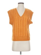 Cupcakes Cashmere Women Orange Sweater Vest XS