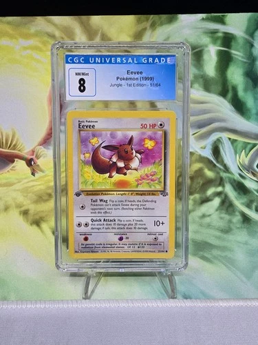 1st Edition Eevee Non-Holo Jungle 51/64 CGC 8 Pokémon TCG NM MINT+