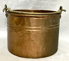 Antique Copper Pot Cauldron Brass Handle Primitive Rustic 9” Hand Forged
