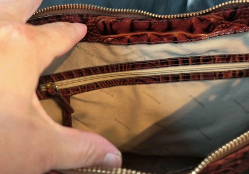AUTHENTIC! BRAHMIN MELBOURNE? PECAN CROC LEATHER SHOULDER BAG PURSE W/ Dust Bag - Picture 11 of 12