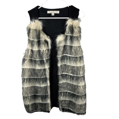 Indigo Saints faux Fur Knit sweater Vest size large - Picture 1 of 8