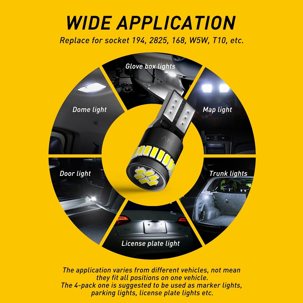 10PCS 240LM Canbus Error Free LED T10 Interior Bulb Light W5W 194 168 2825 2/10x