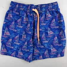 Chubbies Mens Small Blue 5" Sailboat Polyester Drawstring Mesh Lined Swim Trunks
