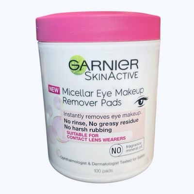 1 Garnier Skin Active Micellar Eye Makeup Remover 100 Pads No Fragrance