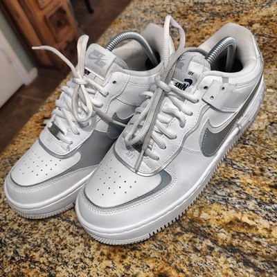 Nike Air Force 1 Sneakers White/Silver Size 9.5 Model CI0919-119