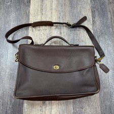 Vintage Coach 5265 Brown Leather Briefcase USA Made Brass Turnlock Laptop Bag