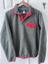 Patagonia Synchilla Snap-T Fleece Pullover Women's Medium Gray Red Snap Front