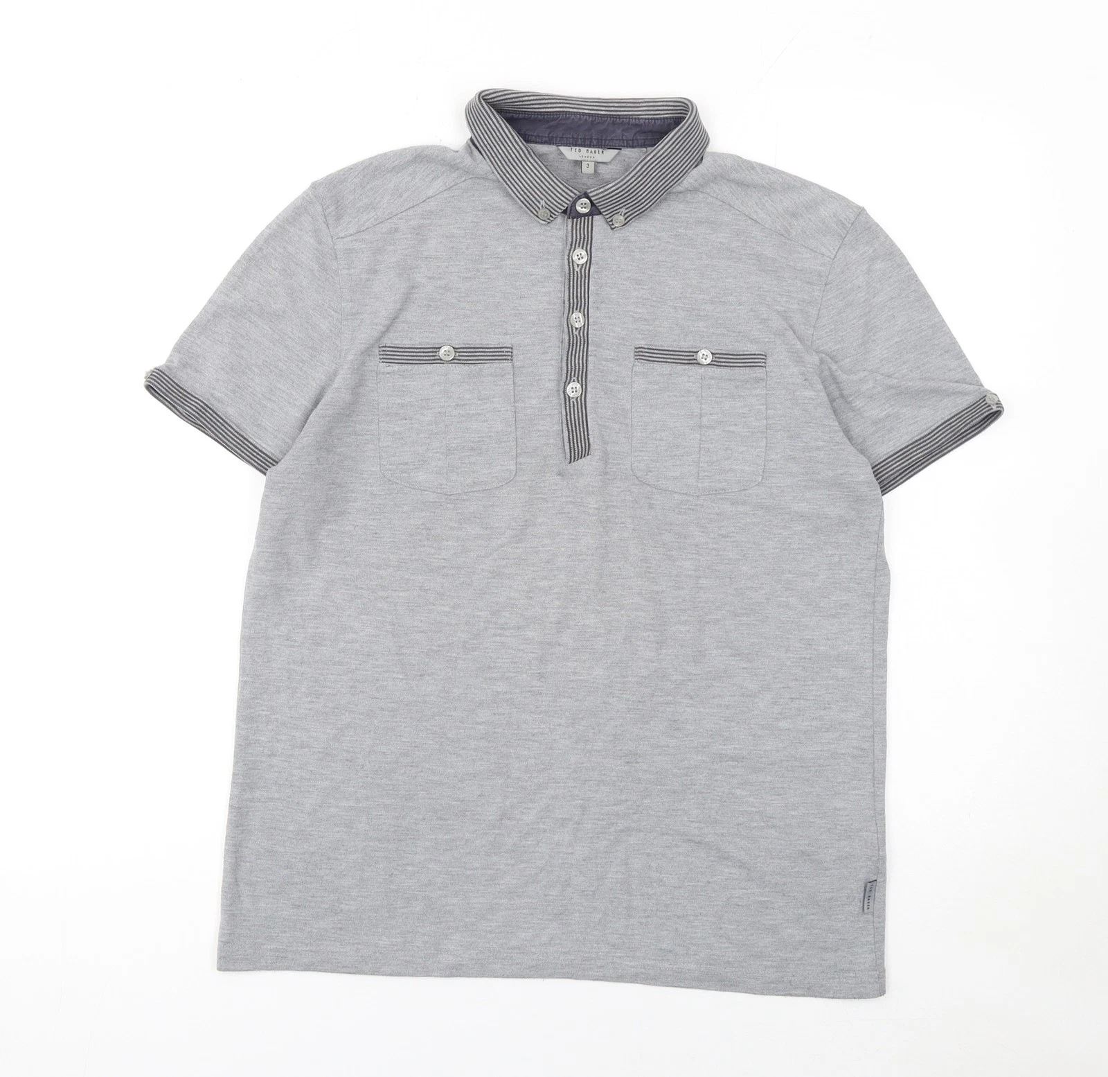 Ted Baker Men’s Grey Button-Down Collar Polo Shirt Size M