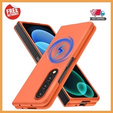 Slim Shockproof Galaxy Z Fold 4 Case - Waterproof Magnetic Connection, Orange