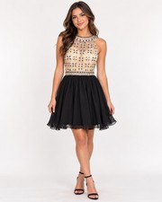 Sherri Hill 51211 Black and NudeBeaded Cocktail Dress