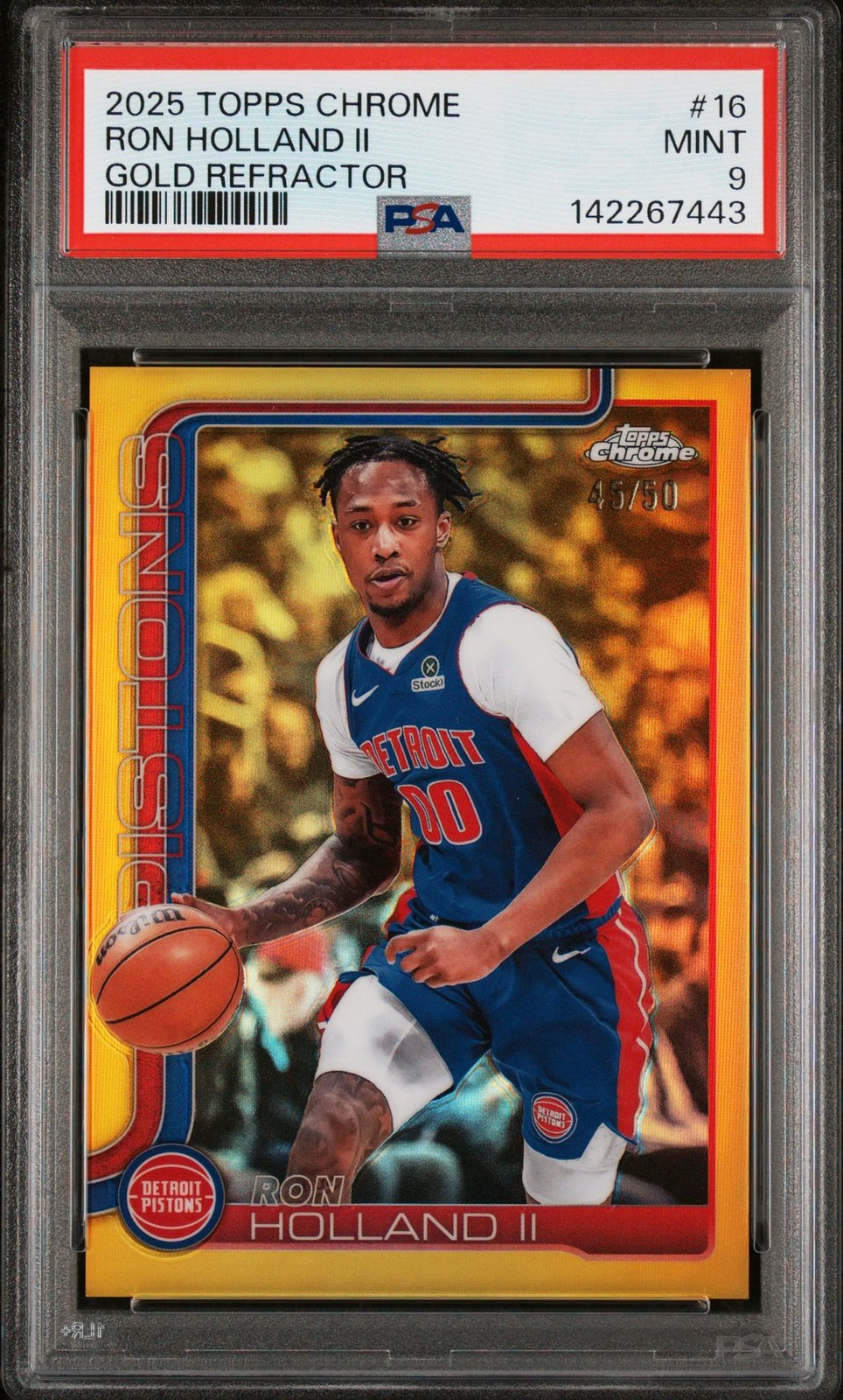 2025-26 Topps Chrome Basketball Ron Holland II Gold Refractor /50 PSA 9