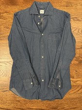 Men  s denim button-down shirt