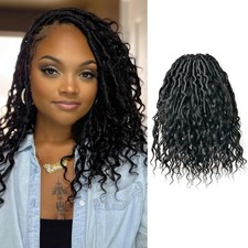 Boho Human Hair Locs - 12 Inch 8 Packs Natural Black 80 Strands Total