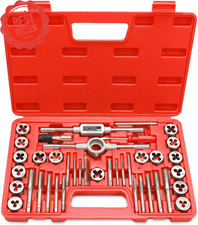 40-Pc Tap  Die Set Metric M3  M12 Coarse Fine Threading Tool Kit w/ Handles Case