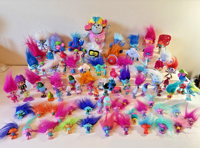 DREAMWORKS TROLLS MOVIE POPPY HASBRO VTG ACTION FIGURES 2015 RARE! BIG LOT 87 PC
