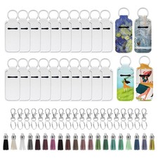 60pcs Sublimation -Holder Blanks, Bulk Neoprene Lip Balm Holder Keychain,3751