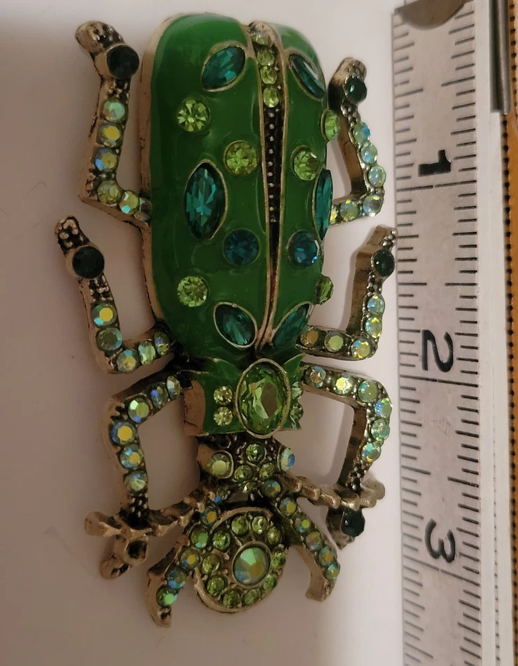 巨大 美丽 装饰 珠宝 水钻 多色甲虫 昆虫胸针 E341-5 — 第 4/4 张图片