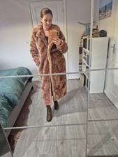 Image of Misguided longline borg teddy faux fur coat brown size 10brand new with tags,...