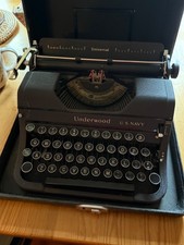 WWII 1941 Underwood US Navy Typewriter, Mill Typewriter (Black) in Original Box thumbnail