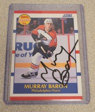 MURRAY BARON SIGNED 1990-91 SCORE HOCKEY ROOKIE CARD #399 RC AUTOGRAPH AUTO