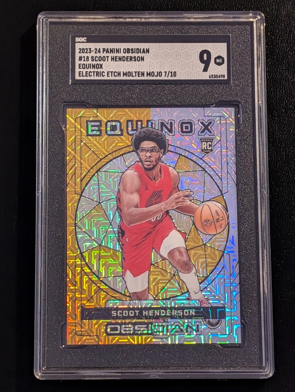 2023 Panini Obsidian Equinox EE Molten Mojo Scoot Henderson ROOKIE /10 #18 SGC 9