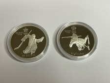Canada 20 Dollari 1986 - Calgary 1988 Hockey e Biathlon Argento 925% Proof.